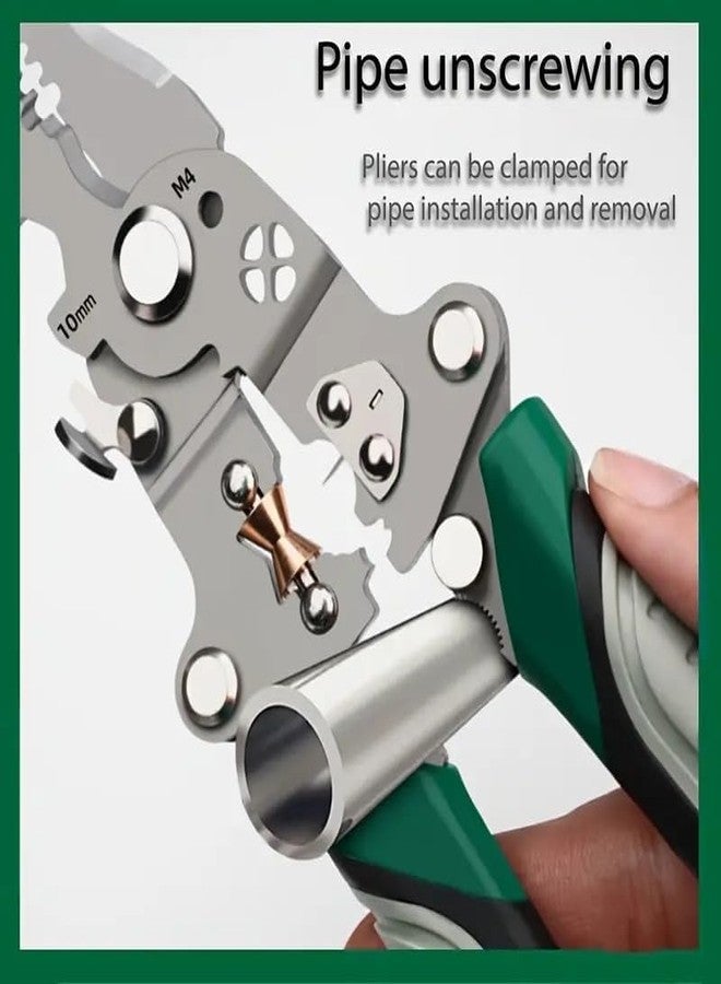 XBEY 9-in-1 Multifunctional Stainless Steel Wire Cutter Foldable Wire Stripper Crimper Cable Cutter Pliers for Cutting Electrical Stripping Tool & Crimping Tool (9 In 1 Foldable Wire Stripper) - Image 3